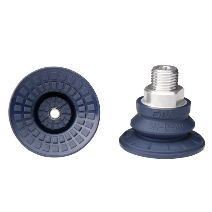 Bellows suction cup diam. 42 mm (1.5 bellows) NBR blue, with fitting G1/4-male 22.040.177.1