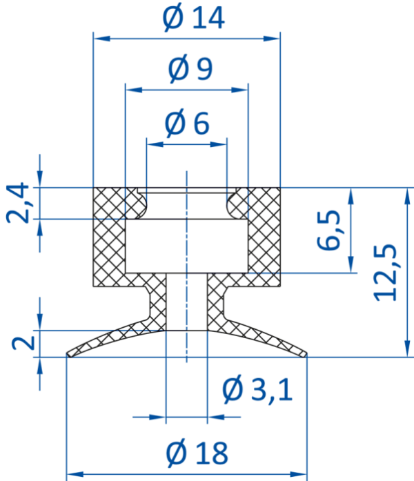 FIPA SD-MM – Flat vacuum cup Ø 18 mm - 昇歆科技