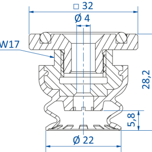 FIPA SM-B Ø 22 mm 矩形適配器 波紋管真空吸盤 - 昇歆科技 Cheerbright