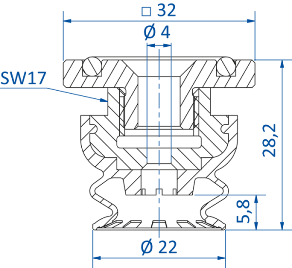 FIPA SM-B Ø 22 mm 矩形適配器 波紋管真空吸盤 - 昇歆科技 Cheerbright