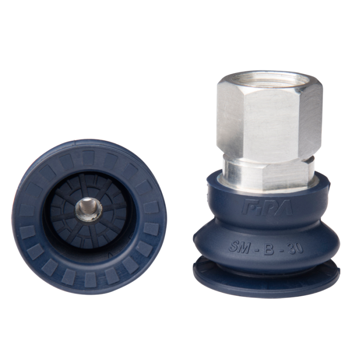 Bellows suction cup diam. 32 mm (1.5 bellows) NBR blue, with fitting G3/8-female 22.030.173.1