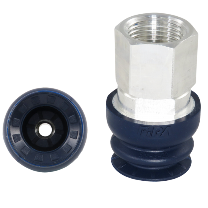 Bellows suction cup diam. 22 mm (1,5 bellows) NBR blue, with fitting G3/8-female 22.022.224.1