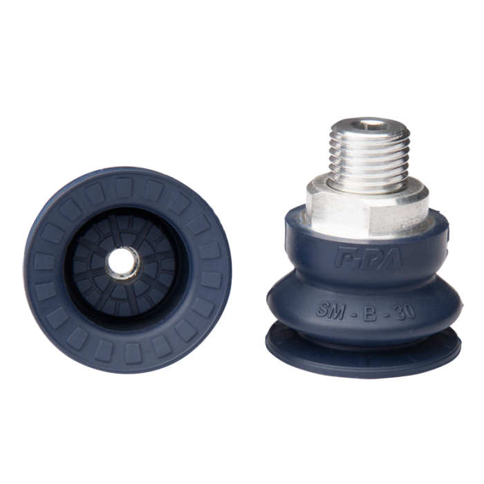 Bellows suction cup diam. 32 mm (1.5 bellows) NBR blue, with fitting G1/4-male 22.030.171.1