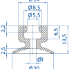 SD-MM Flat vacuum cup Ø 20 mm Vulkollan - 昇歆科技 Cheerbright