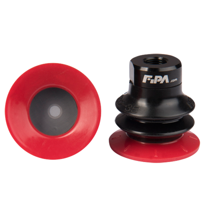 Bellows suction cup Ø 37 mm (2.5 bellows) Varioflex® 30°/60°, with fitting G1/8-female 20.037.149.16-FI