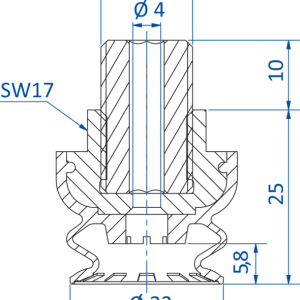 FIPA SM-B Ø 22 mm G1/4 male 波紋管真空吸盤 - 昇歆科技 Cheerbright