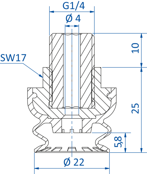 FIPA SM-B Ø 22 mm G1/4 male 波紋管真空吸盤 - 昇歆科技 Cheerbright