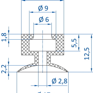 FIPA SD-MM – Flat vacuum cup Ø 17 mm - 昇歆科技
