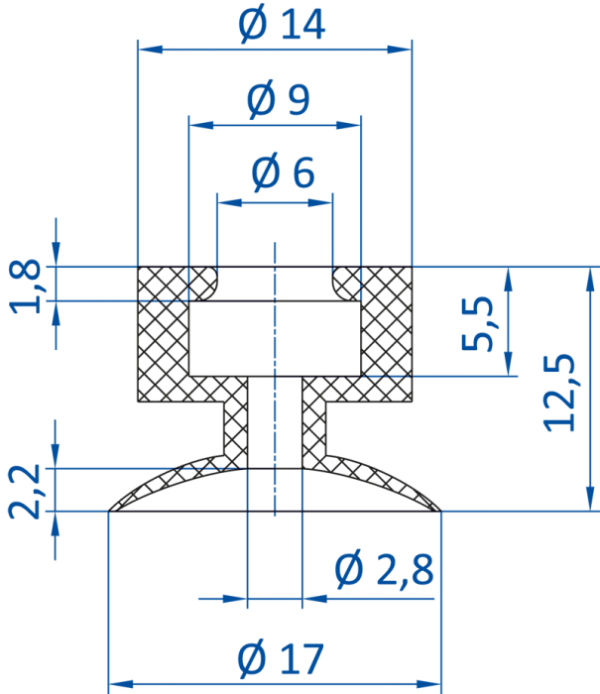 FIPA SD-MM – Flat vacuum cup Ø 17 mm - 昇歆科技