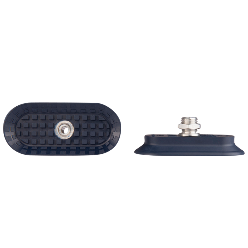Flat suction cup oval 85x40 mm NBR blue, with fitting M14x1.5-male 130.85x40.162.1