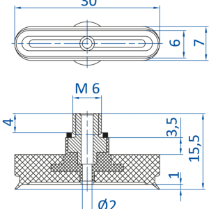 FIPA - SO-E 30x6 mm M6-male 極薄設計橢圓真空吸盤- 昇歆科技 Cheerbright
