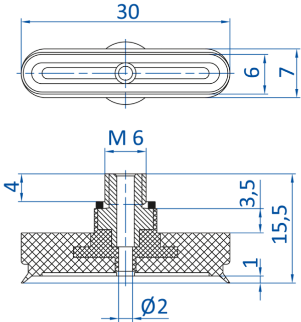 FIPA - SO-E 30x6 mm M6-male 極薄設計橢圓真空吸盤- 昇歆科技 Cheerbright