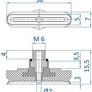 FIPA - SO-E 30x5 mm M6-male 極薄設計橢圓真空吸盤- 昇歆科技 Cheerbright