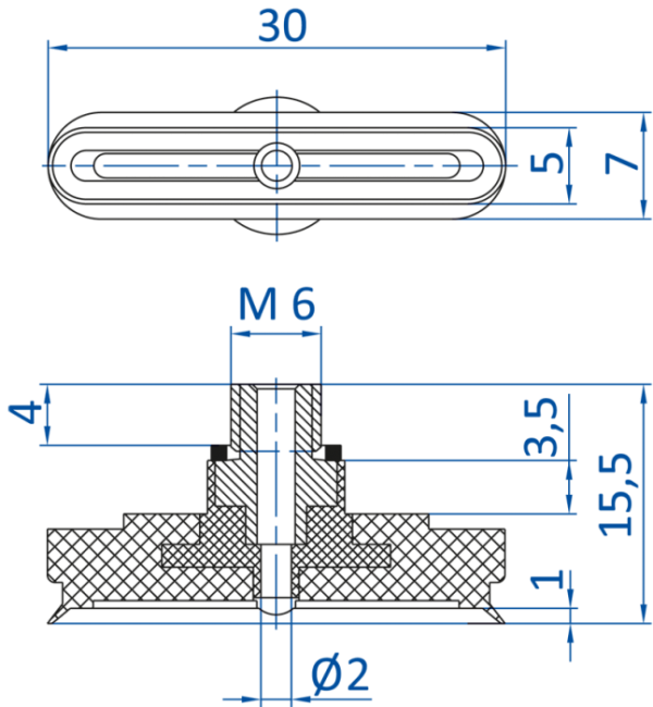 FIPA - SO-E 30x5 mm M6-male 極薄設計橢圓真空吸盤- 昇歆科技 Cheerbright