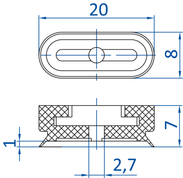 FIPA - SO-E; 20x8 mm; 132.20x8.015 極薄設計橢圓真空吸盤- 昇歆科技