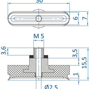 FIPA - SO-E 30x6 mm M5-male 極薄設計橢圓真空吸盤- 昇歆科技 Cheerbright