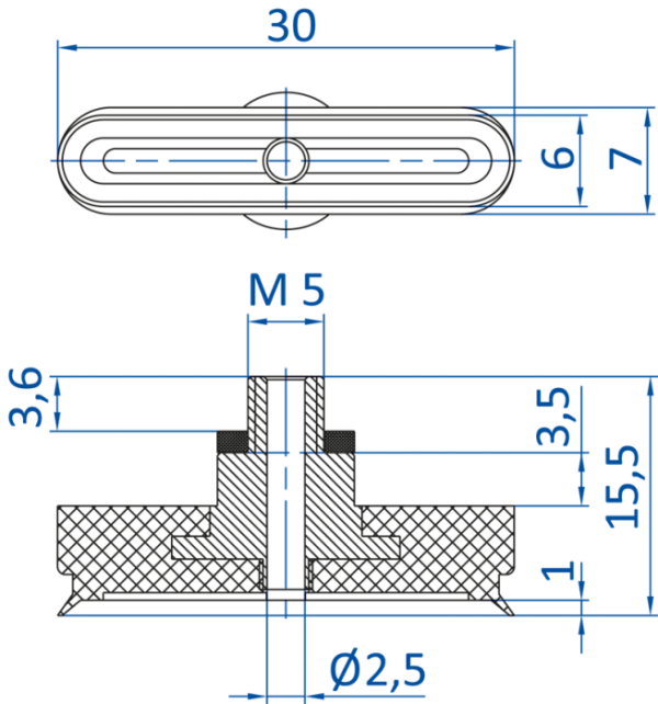 FIPA - SO-E 30x6 mm M5-male 極薄設計橢圓真空吸盤- 昇歆科技 Cheerbright