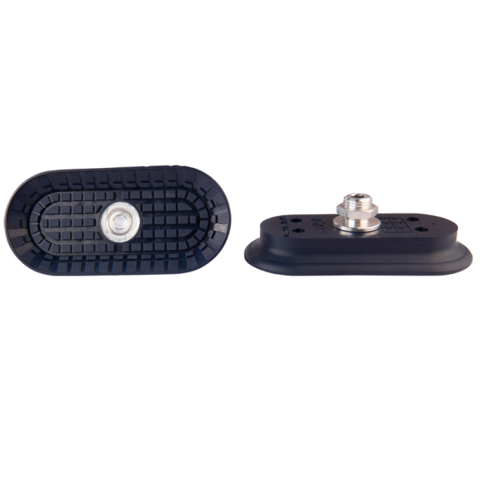 Flat suction cup oval 105x50 mm NBR blue, with fitting G1/4-male 130.105x50.164.1