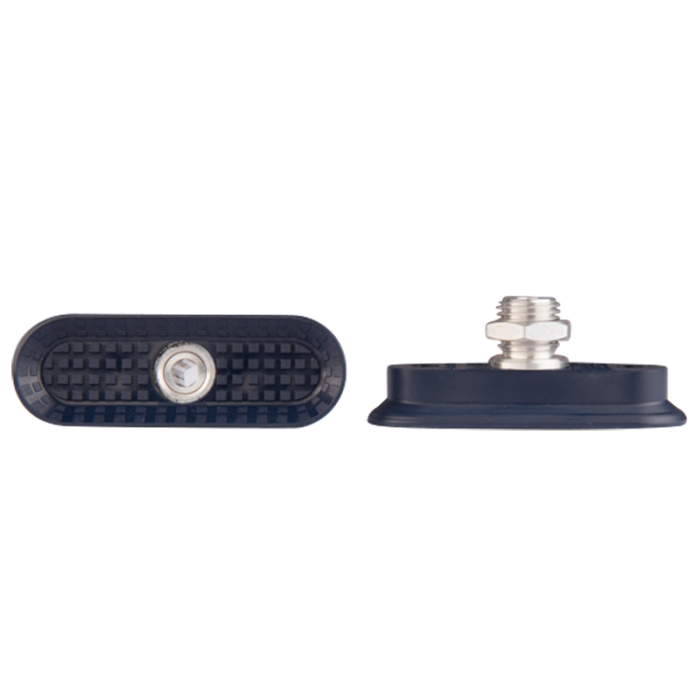 Flat suction cup oval 65x20 mm NBR blue, with fitting M14x1.5-male 130.65x20.150.1