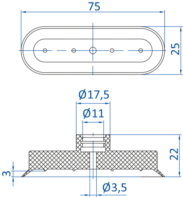 FIPA - SO-FU; 75x25 mm; 132.75x25.023 橢圓真空吸盤- 昇歆科技