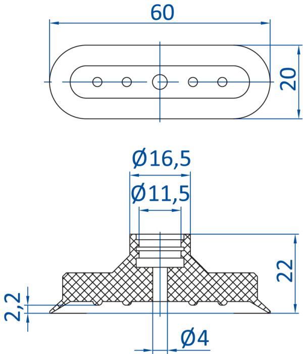 FIPA - SO-FU; 60x20 mm; 132.60x20.022 橢圓真空吸盤- 昇歆科技