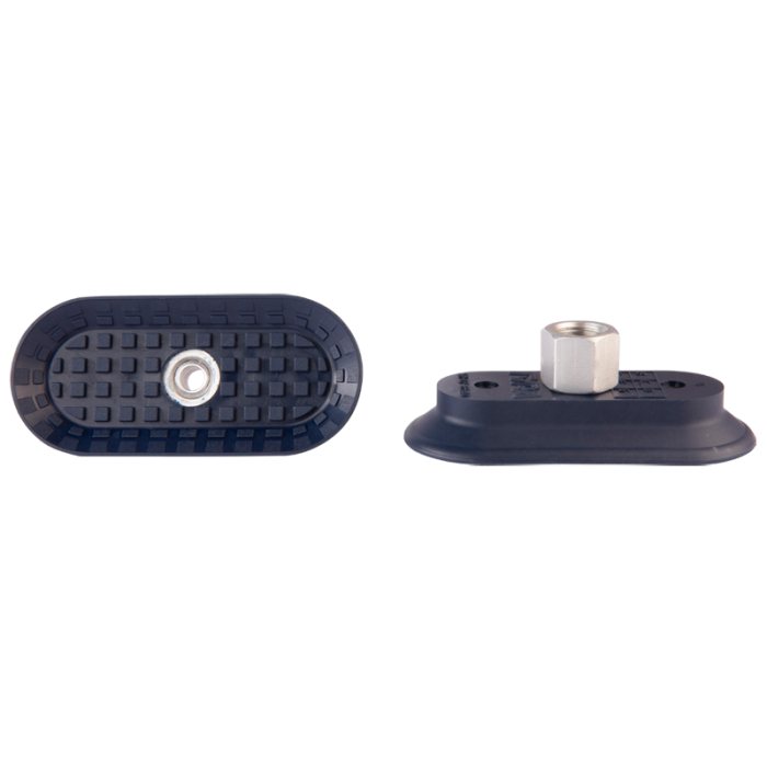 Flat suction cup oval 85x40 mm NBR blue, with fitting G3/8-female 130.85x40.160.1