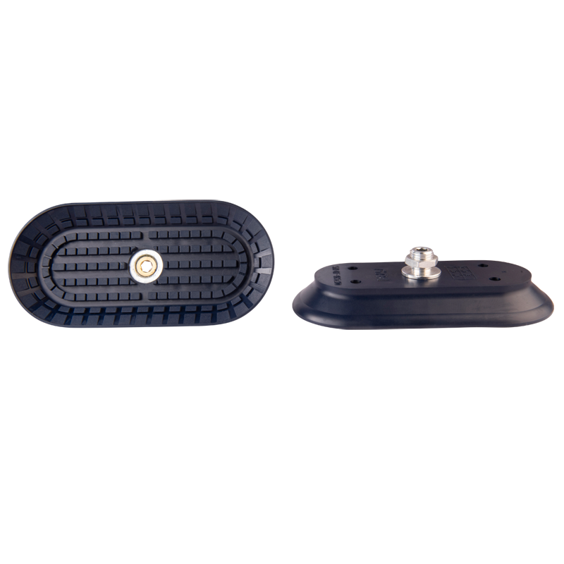 Flat suction cup oval 145x70 mm NBR blue, with fitting G1/4-male 130.145x70.176.1