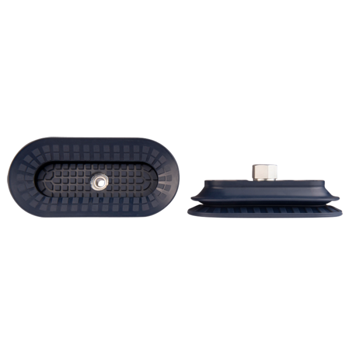 Bellows suction cup oval 145x70 mm (1.5 bellows) NBR blue, with fitting G3/8-female 138.145x70.043.1