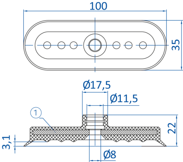 FIPA - SO-FU; 100x35 mm; 132.100x35.26 橢圓真空吸盤- 昇歆科技