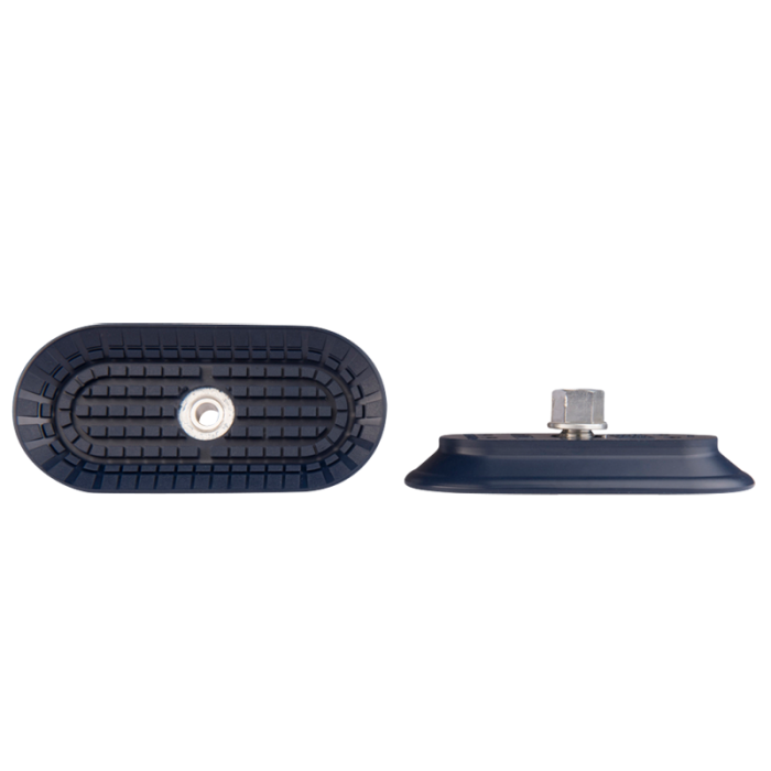 Flat suction cup oval 125x60 mm NBR blue, with fitting G1/4-male 130.125x60.170.1