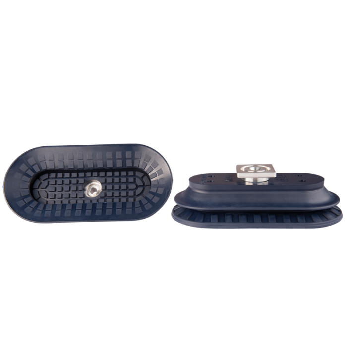 Bellows suction cup oval 145x70 mm (1.5 bellows) NBR blue, with R-Adapt 138.145x70.046.1