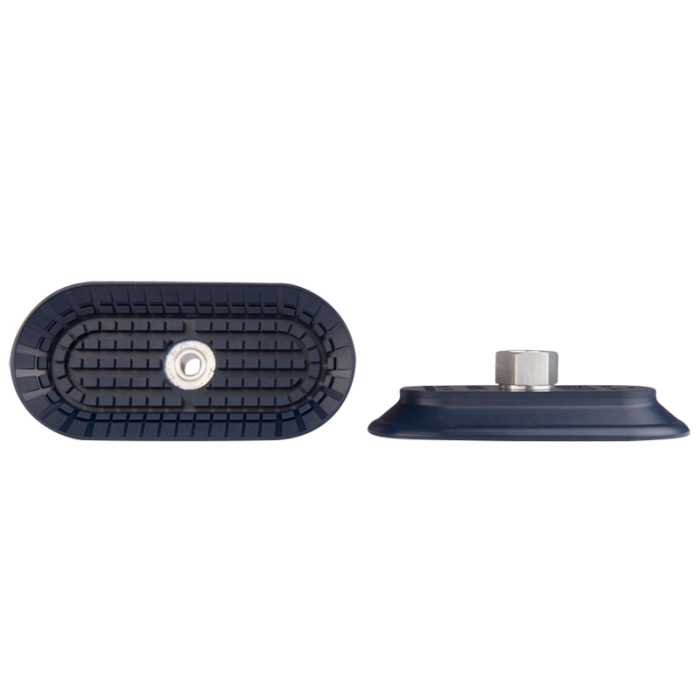 Flat suction cup oval 125x60 mm NBR blue, with fitting G3/8-female 130.125x60.172.1
