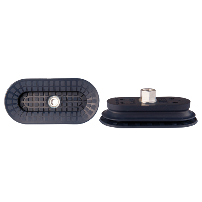 Bellows suction cup oval 115x55 mm (1.5 bellows) NBR blue, with fitting G1/4-female 138.115x55.036.1