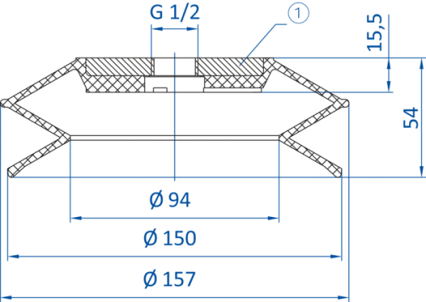 FIPA 波紋真空吸盤 1.5 Folds; Ø 150 mm; Stroke 32 mm - 昇歆科技