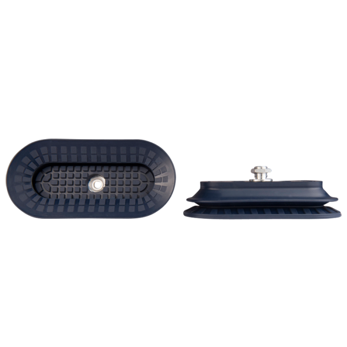 Bellows suction cup oval 145x70 mm (1.5 bellows) NBR blue, with fitting M10-male 138.145x70.045.1