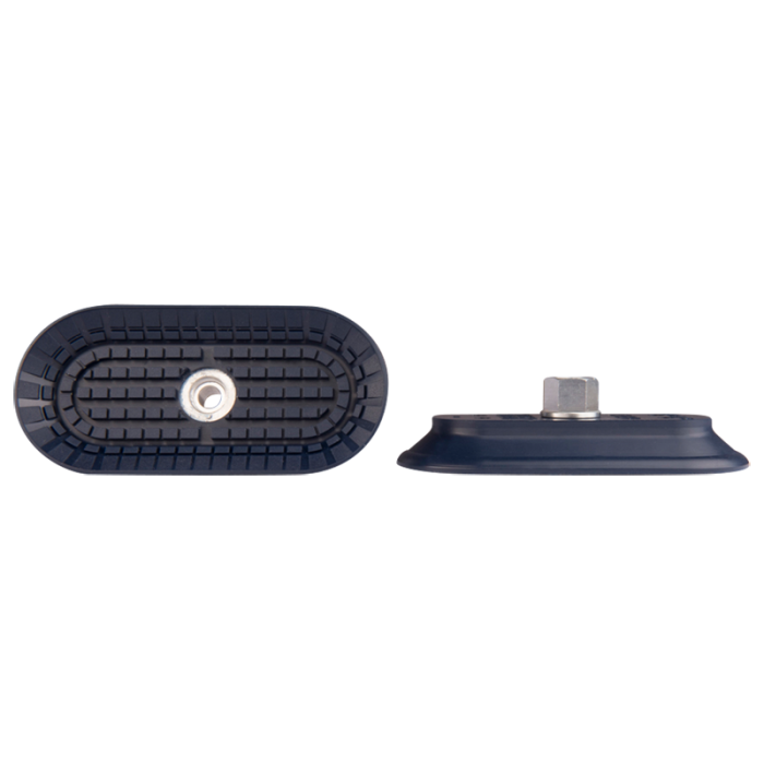 Flat suction cup oval 125x60 mm NBR blue, with fitting G1/4-female 130.125x60.171.1