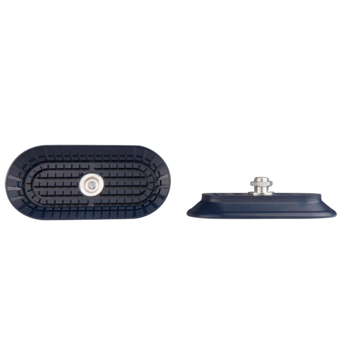 Flat suction cup oval 125x60 mm NBR blue, with fitting M10-male 130.125x60.174.1
