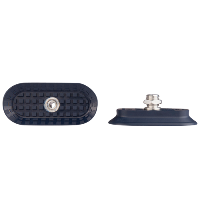 Flat suction cup oval 85x40 mm NBR blue, with fitting M10-male 130.85x40.162.1