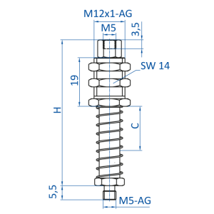 彈簧緩衝器 彈簧緩衝器 M5-AG, stroke 10 and 20 mm - 昇歆科技 Cheerbright