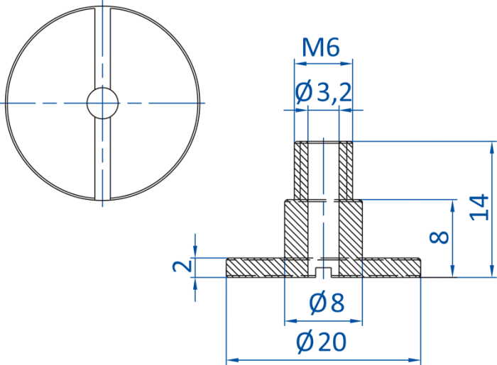 Standard fitting M6-male, 270.314